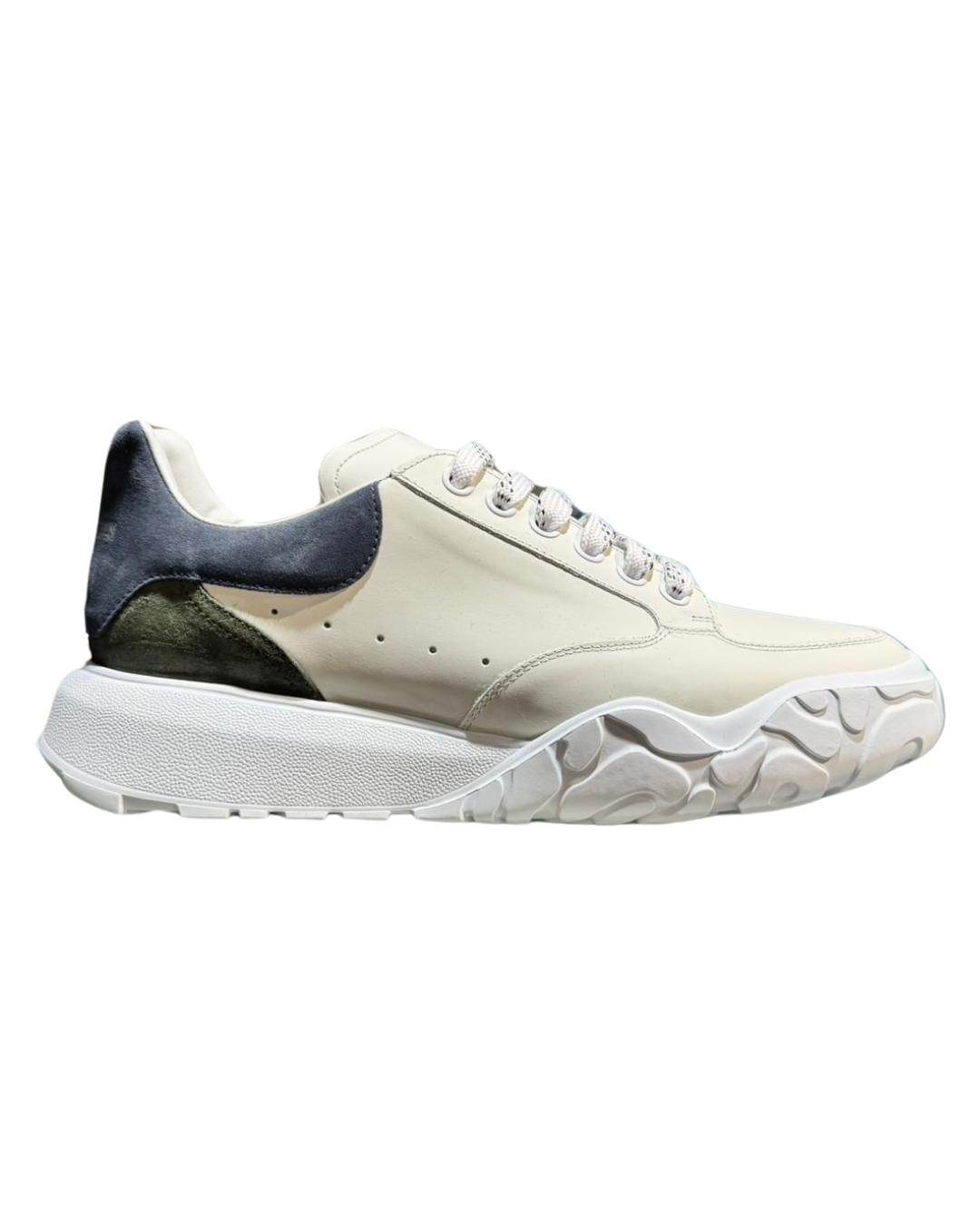 A. McQueen Court Runner Trainers - Khaki/Blue Heel